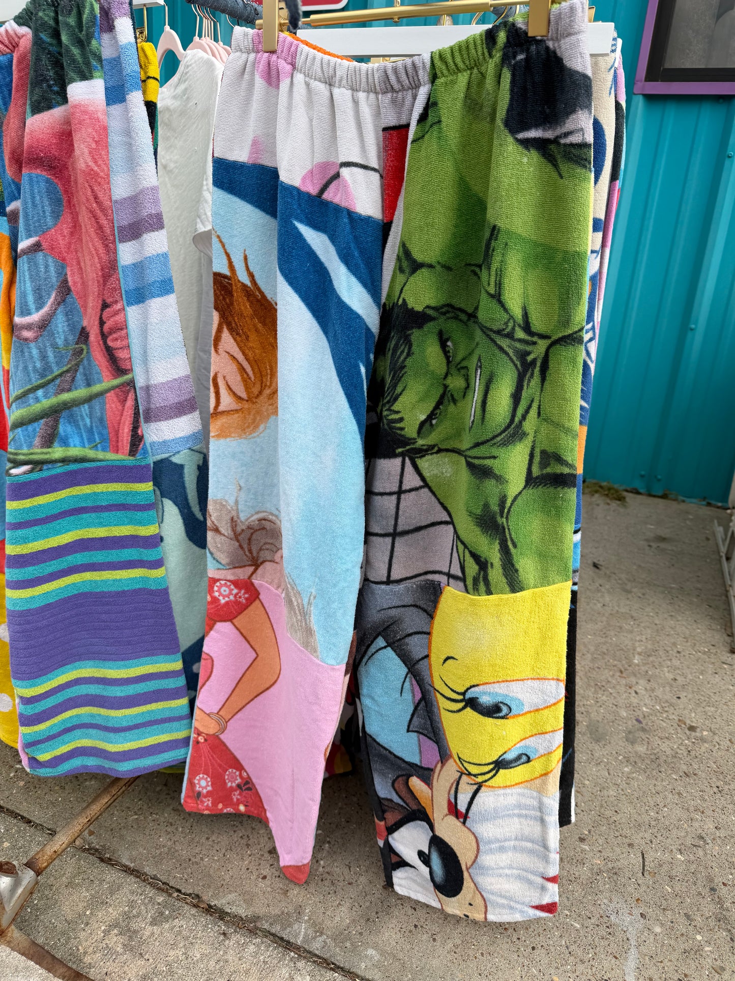 Cartoon BeachTowel Patchwork Pants