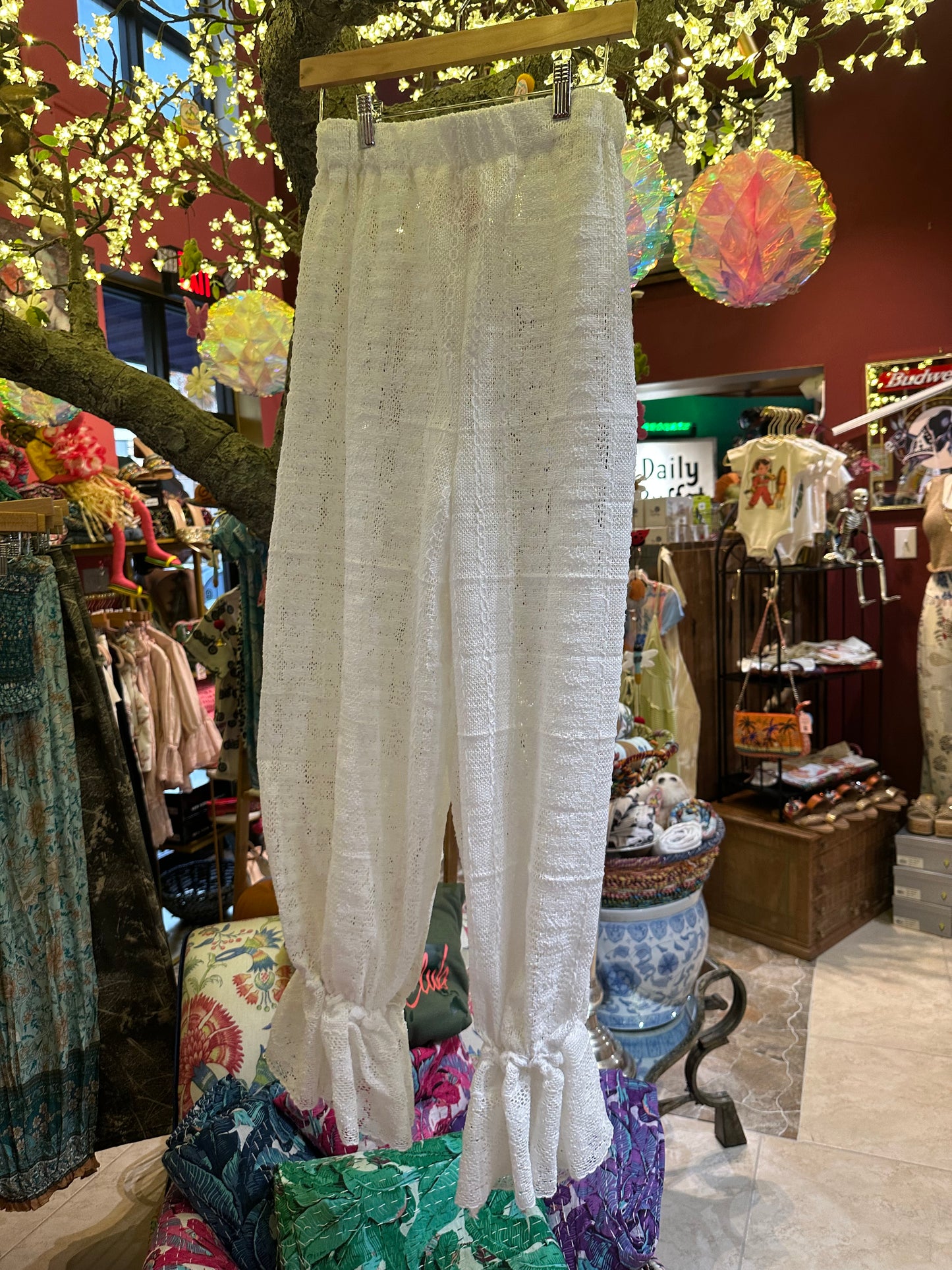 White Linen Crochet Lace Bloomers