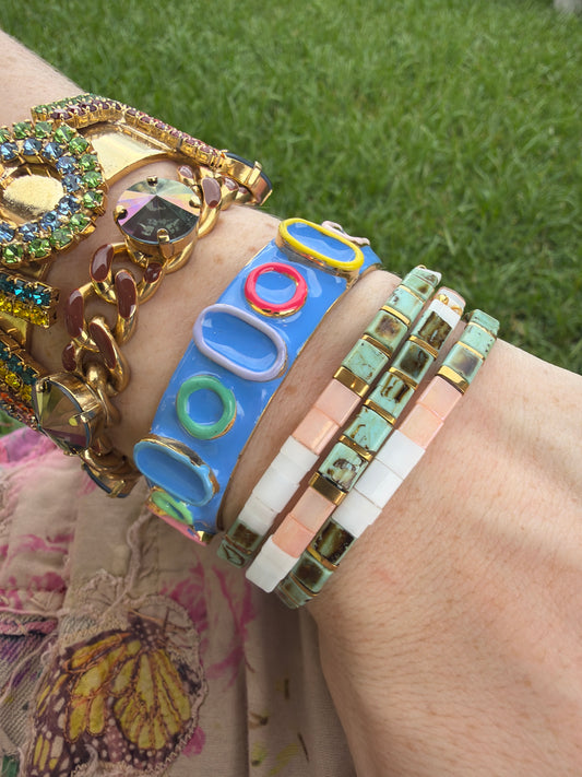 Turq peach Stretch Bracelet