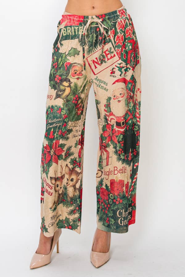 Lace Patchwork Pants With Elastic Drawstring