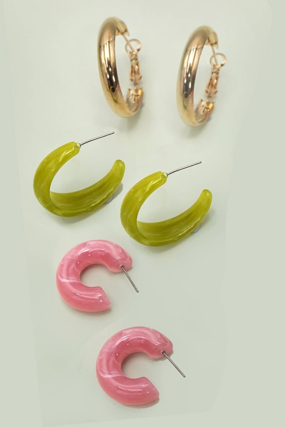MULTI CLASSIC ACRYLIC HOOP TRIO EARRINGS