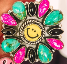Happy Days Smiley Checkered Stone Rings - Made to Order