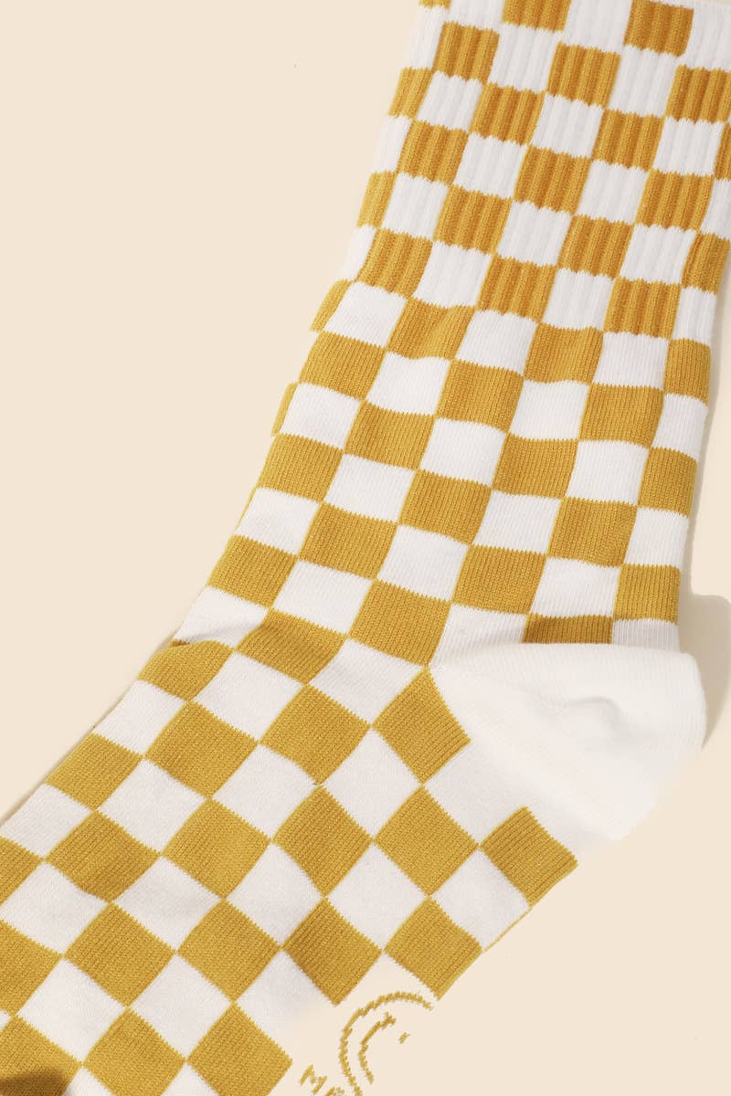 Yellow White Checkered Socks