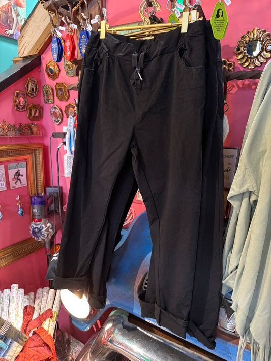 Black Crinkle Skinny Leg Pants