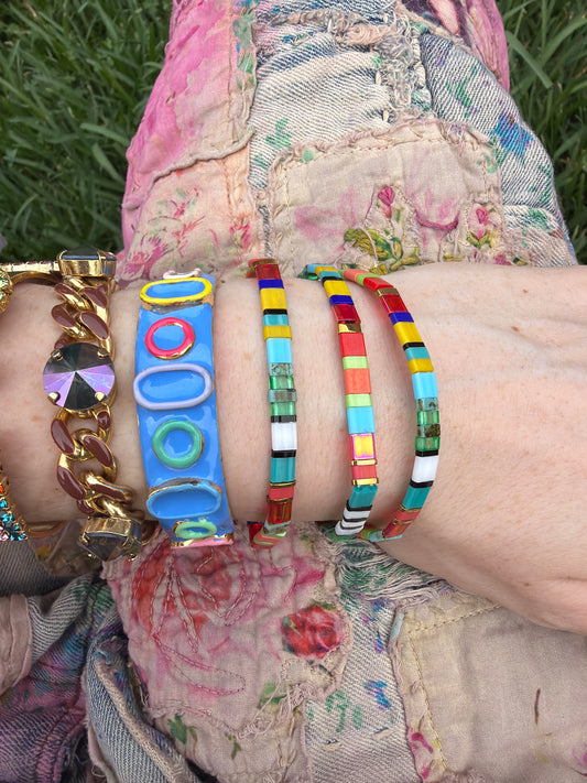 Turq Rainbow Stretch Bracelet
