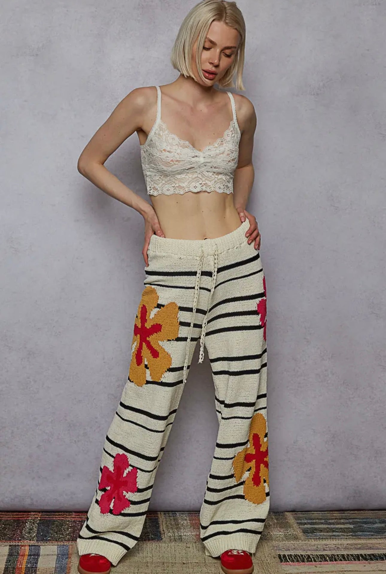 Floral Striped Chenille Lounge Set