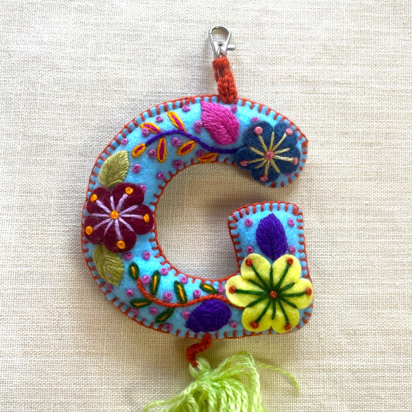 G - Hand Embroidered Keychain, Peru