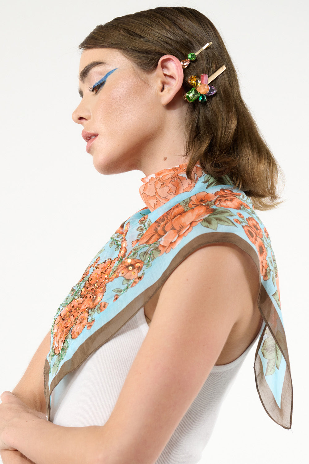 Sky Beauty Hand Embellished Scarf