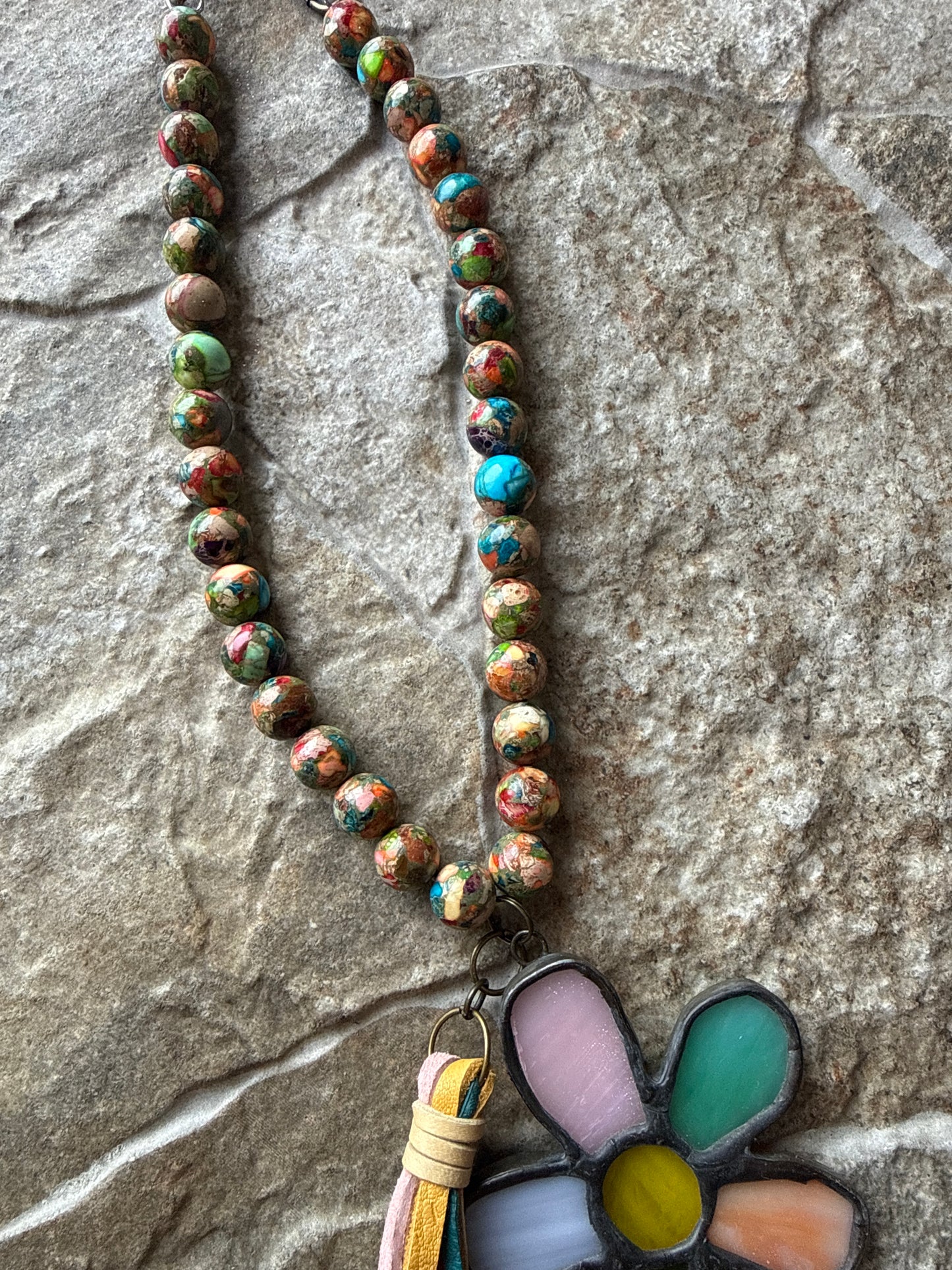 Flower Stained Glass Necklace