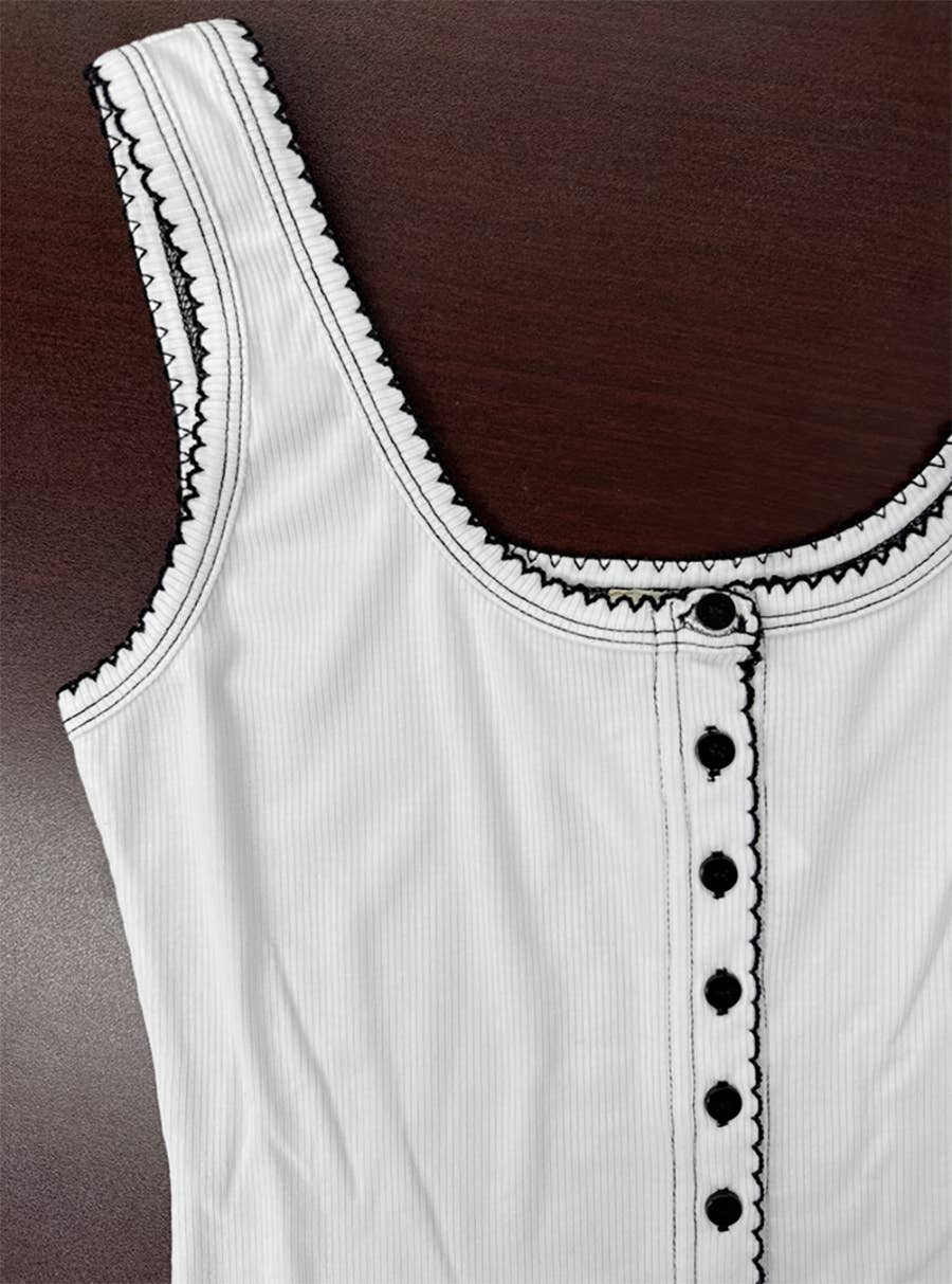 Ribbed Contrast Stitch Top