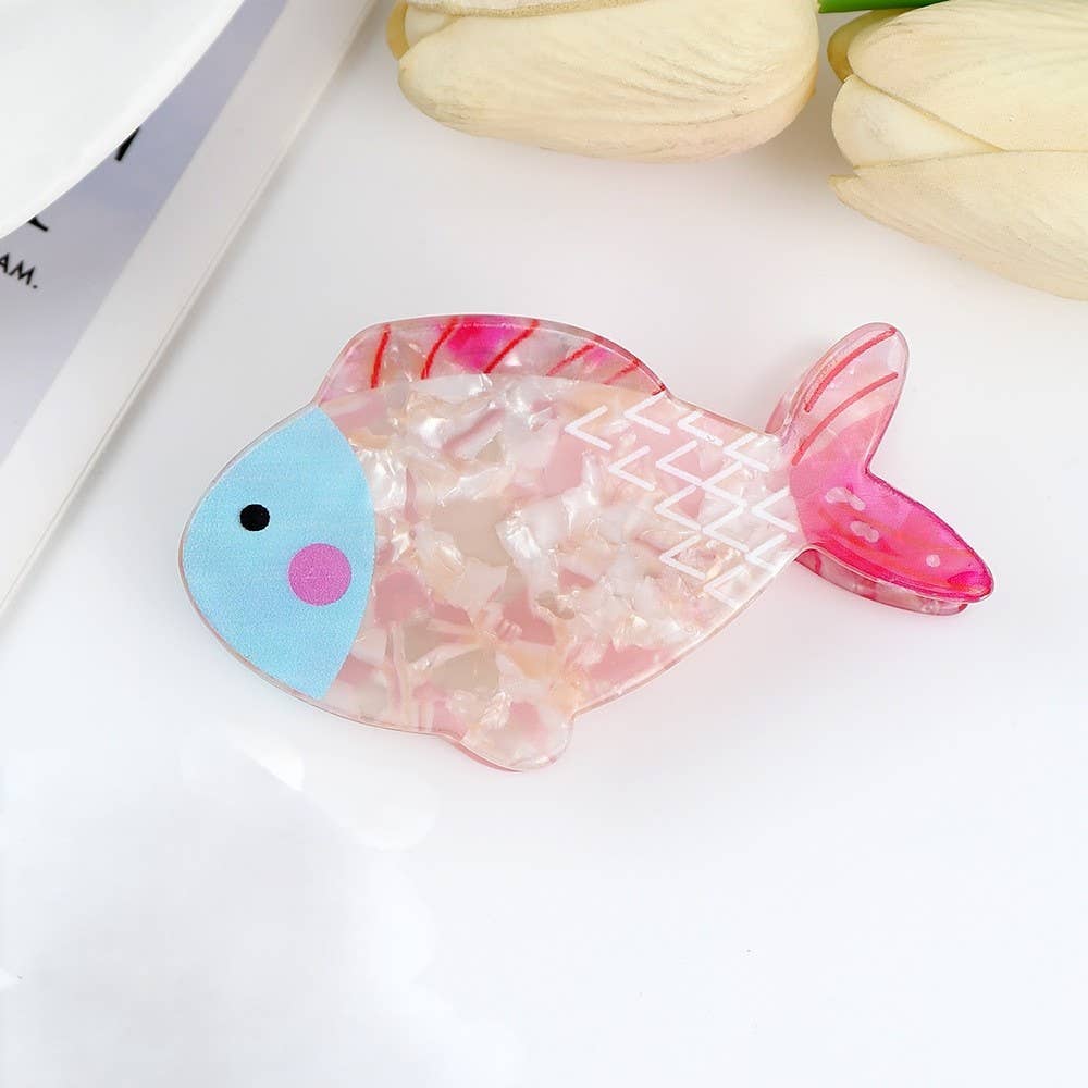 JUMBO VIBRANT OCEAN SEA FISH HAIR CLAW CLIPS