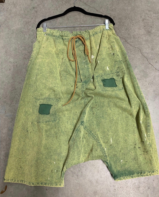 Army green earth song denim harem pants