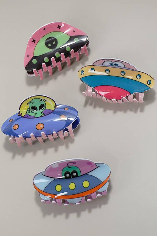 UFO ALIEN SPACESHIP HAIR CLAW CLIPS