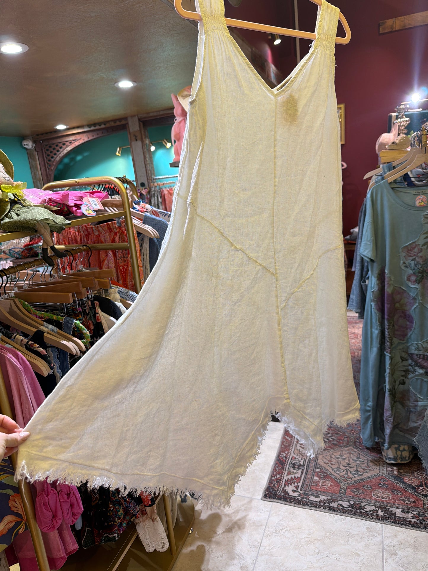 White Linen A-Line Dress