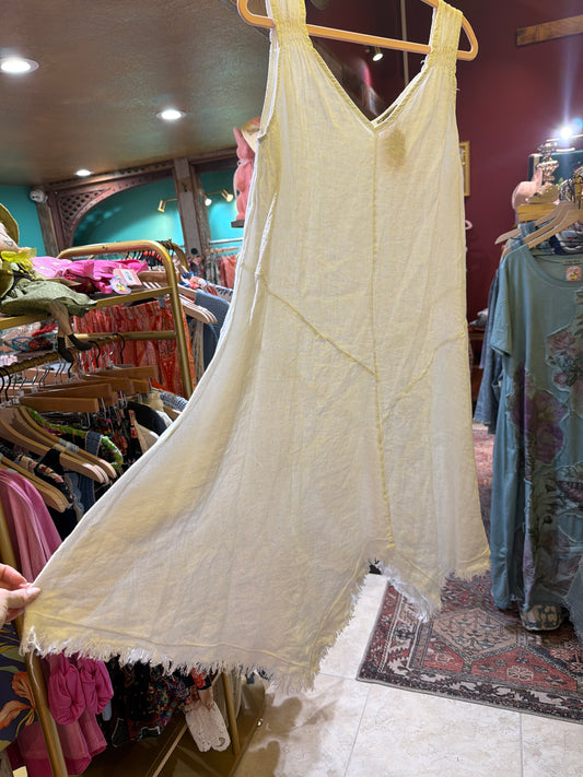 White Linen A-Line Dress