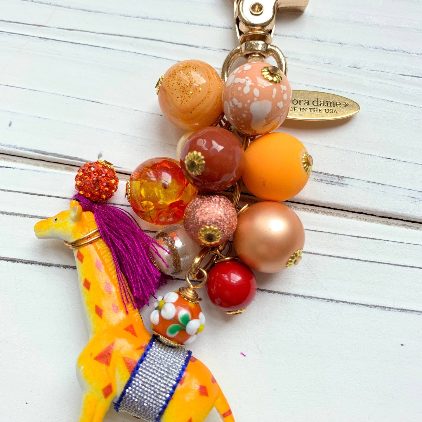 Beaded Giraffe Purse Charm