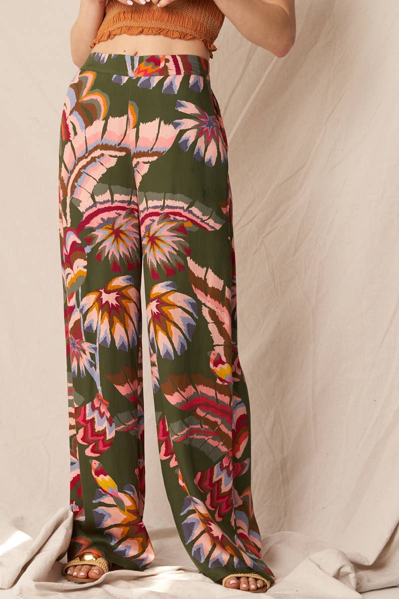 Silky Tropical Short Sleeve Pant Set