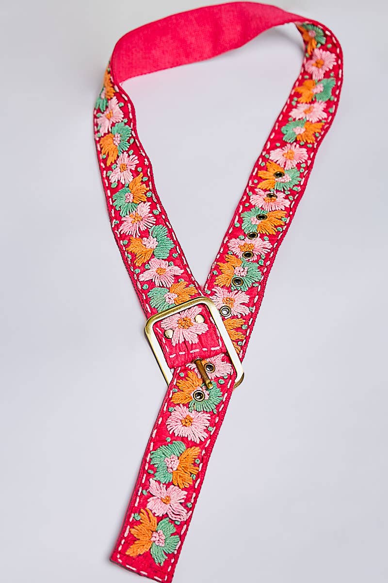 Handcrafted Flower Embroidered Bead Accessory Belt