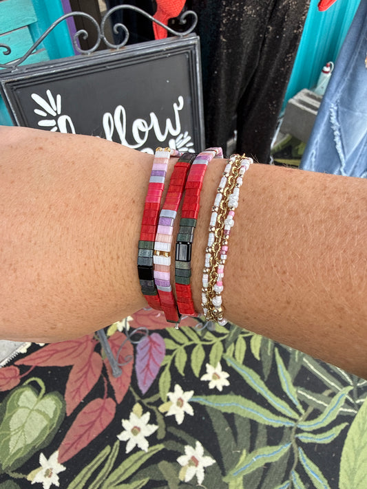 Red and Black Stretch Bracelet