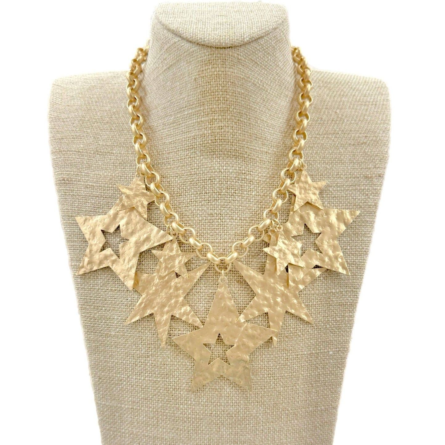 Gold or Silver Matte Multi Star Charms on Chain Necklace