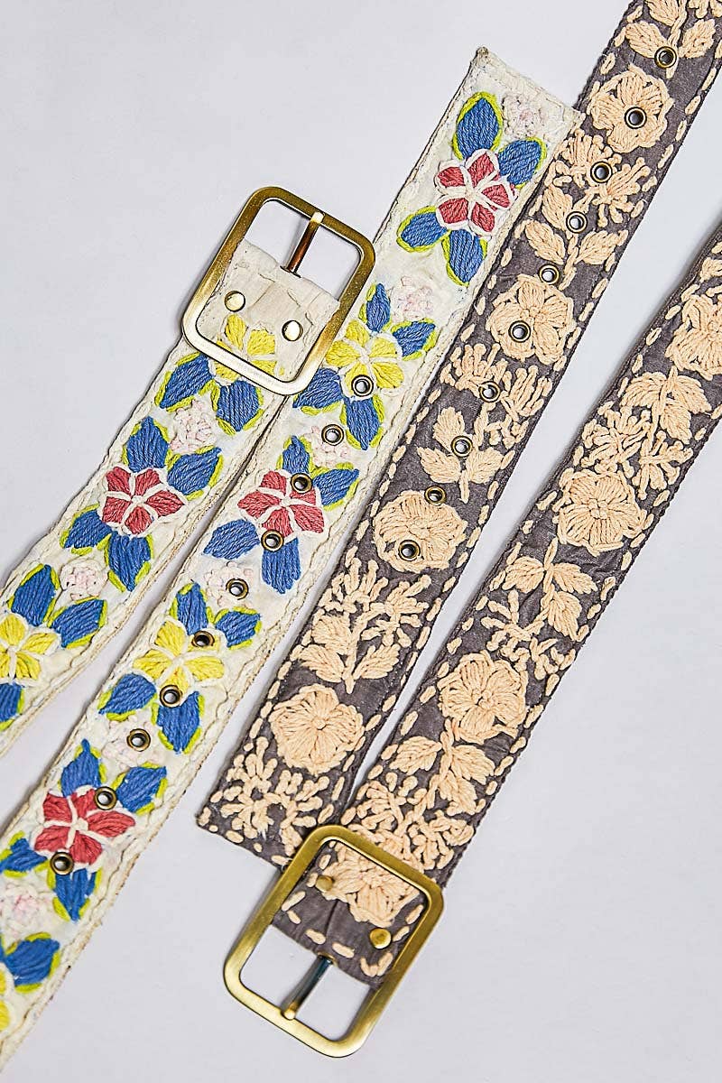 Handcrafted Flower Embroidered Bead Accessory Belt
