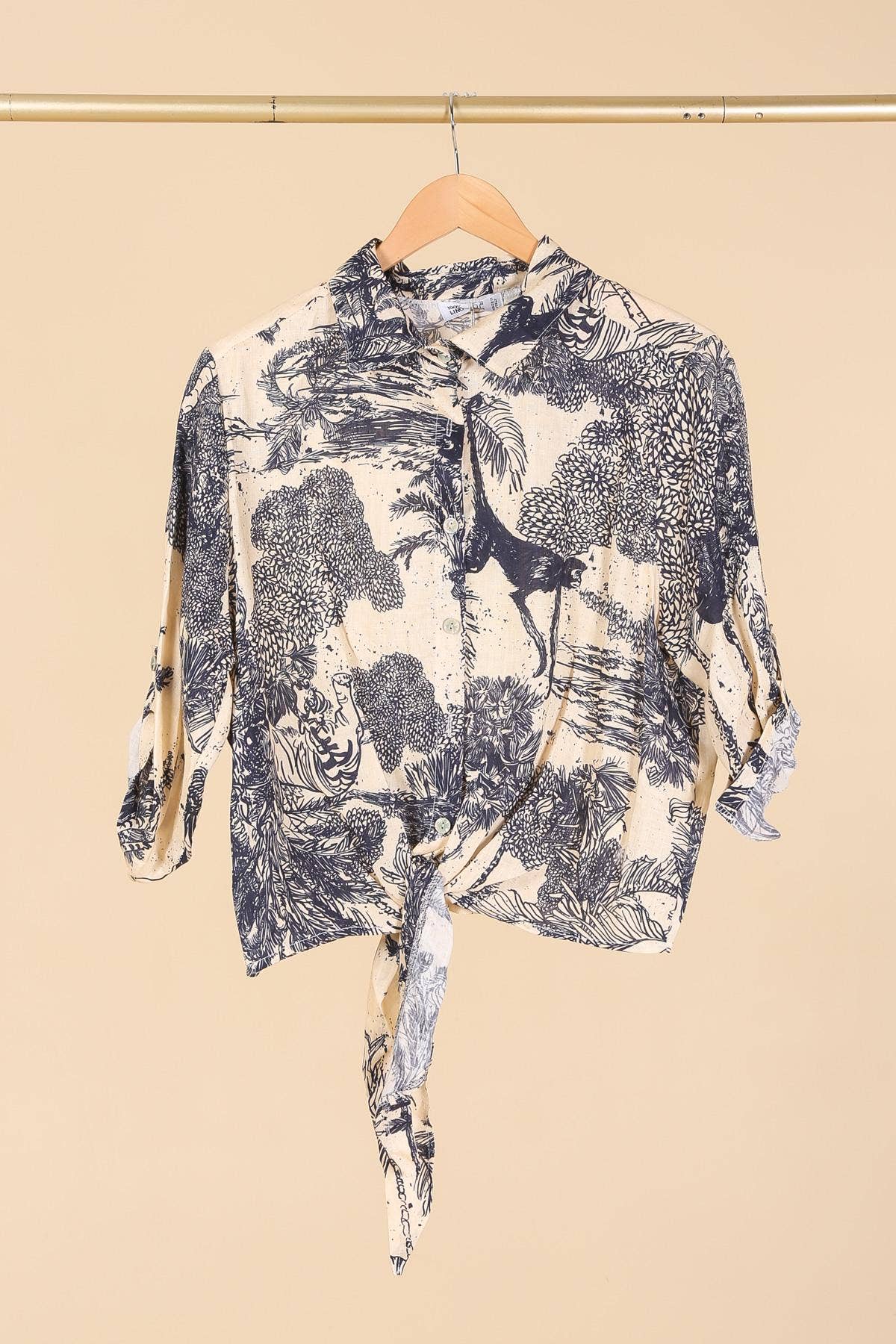 Jungle Toille Linen Blouse