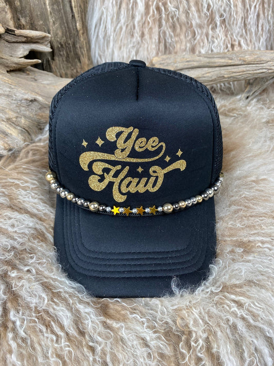 Trucker Ballcap with Beads Yee Haw