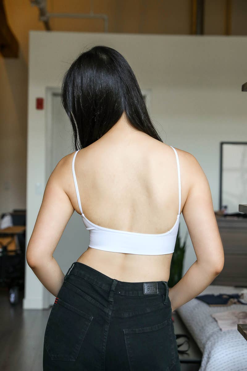 White Low Back Basic Seamless Bralette