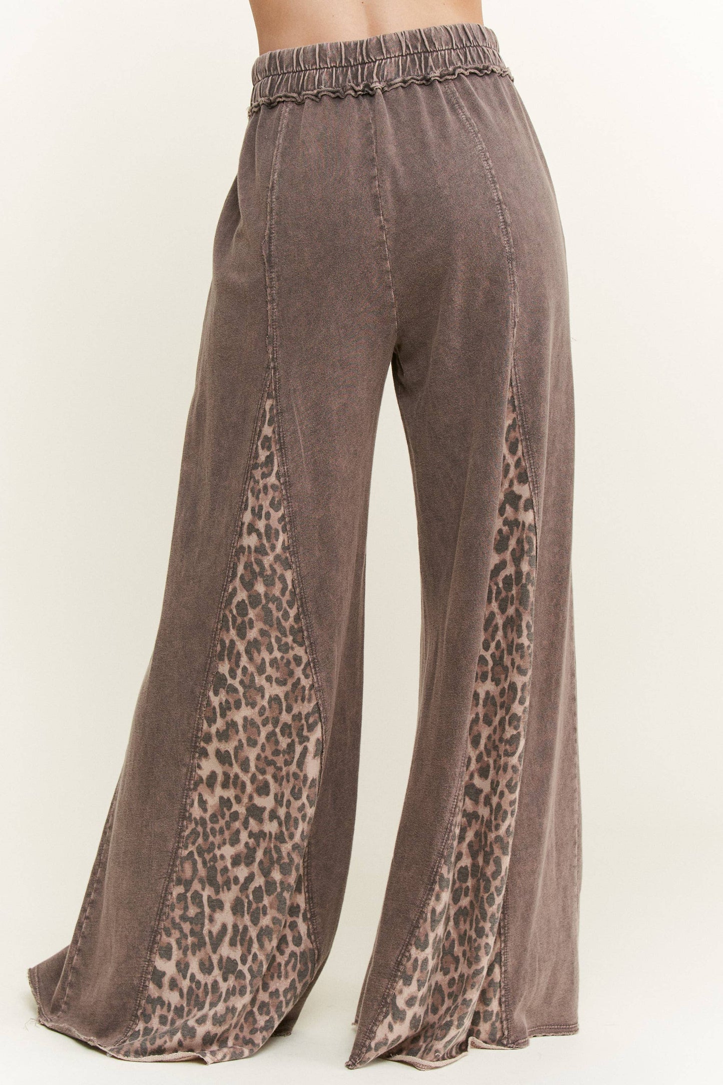 Mineral Washed Leopard Print Flare Pants