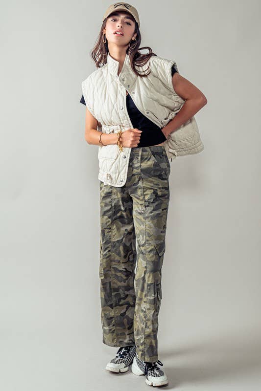 Wide Leg Camo Utility Pants