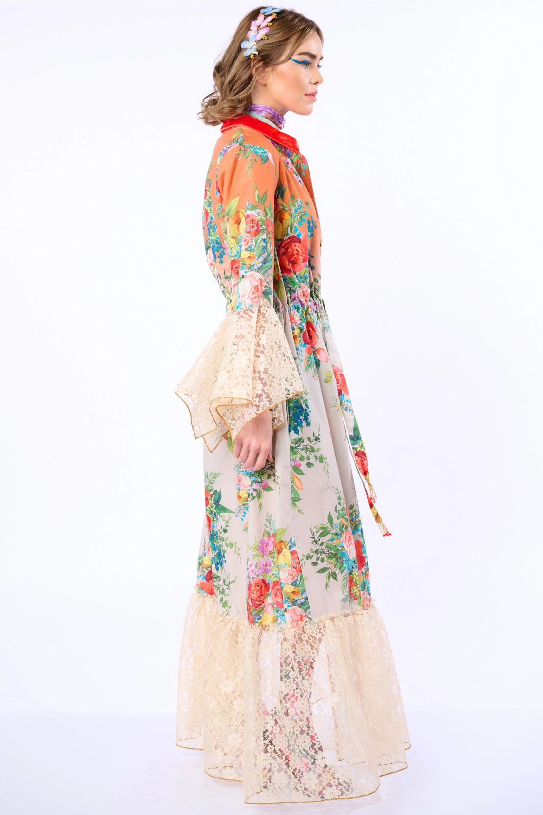 Miss Valentine Floral Shirt Dress w Lace