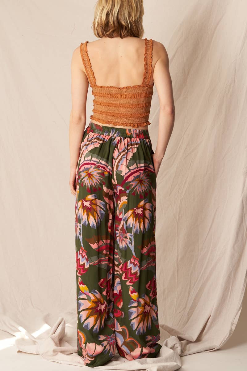 Silky Tropical Short Sleeve Pant Set