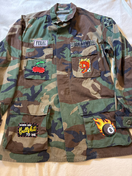 Vintage Camo Army Patch Jacket
