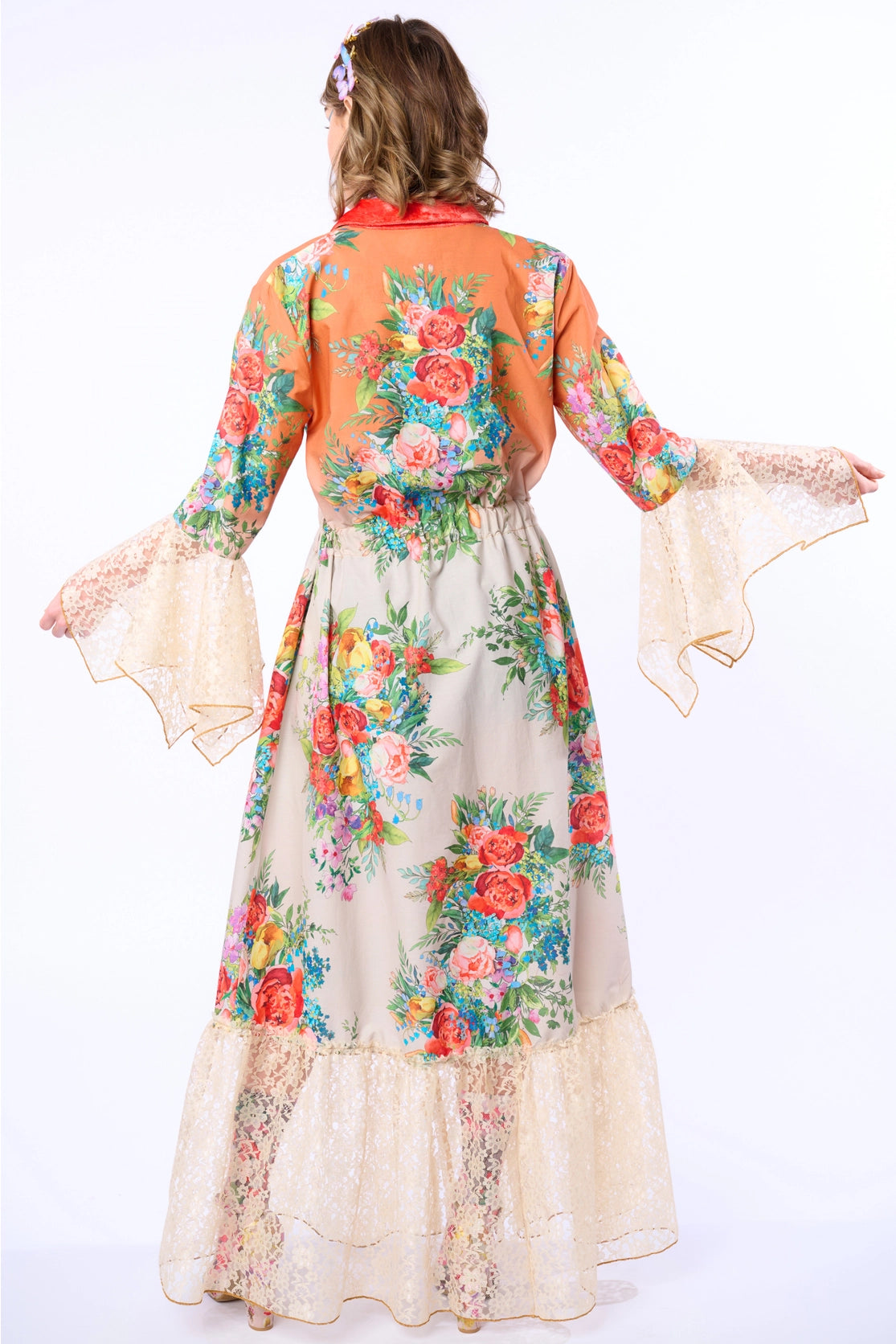 Miss Valentine Floral Shirt Dress w Lace