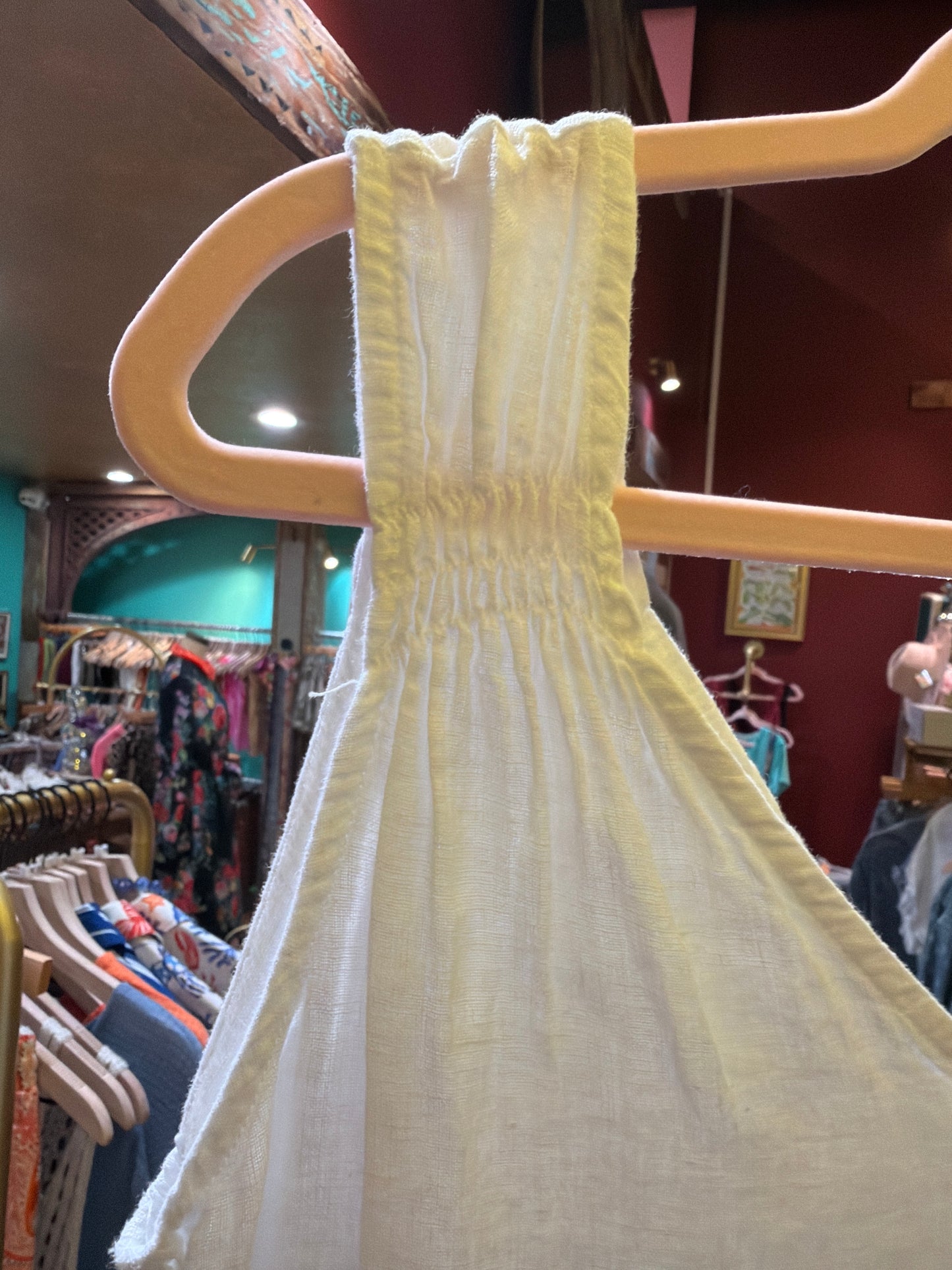 White Linen A-Line Dress