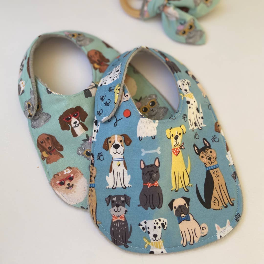 Dapper Dogs on Blue bib