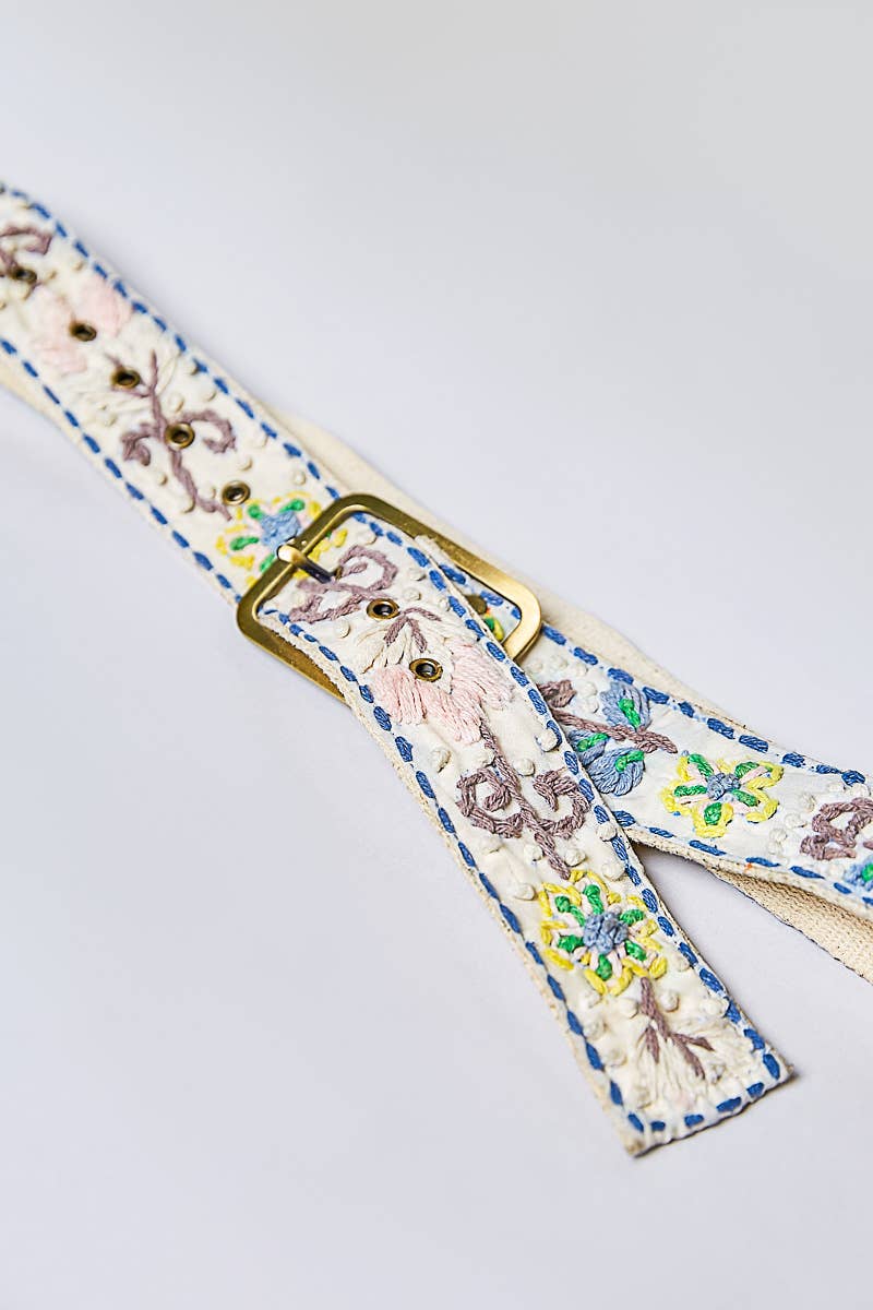 Handcrafted Flower Embroidered Bead Accessory Belt