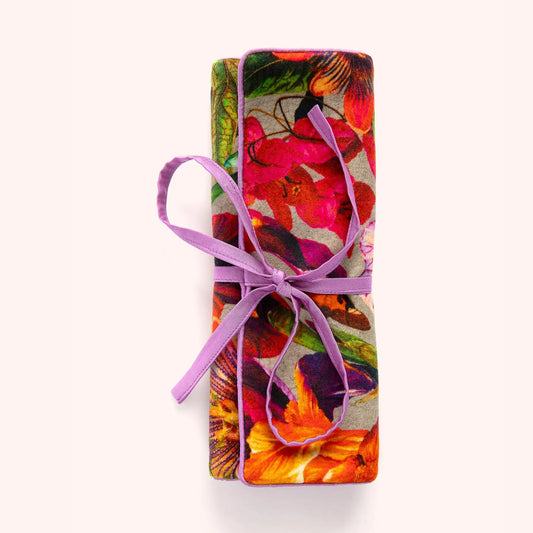 Iris Velvet and Silk Jewelry Roll