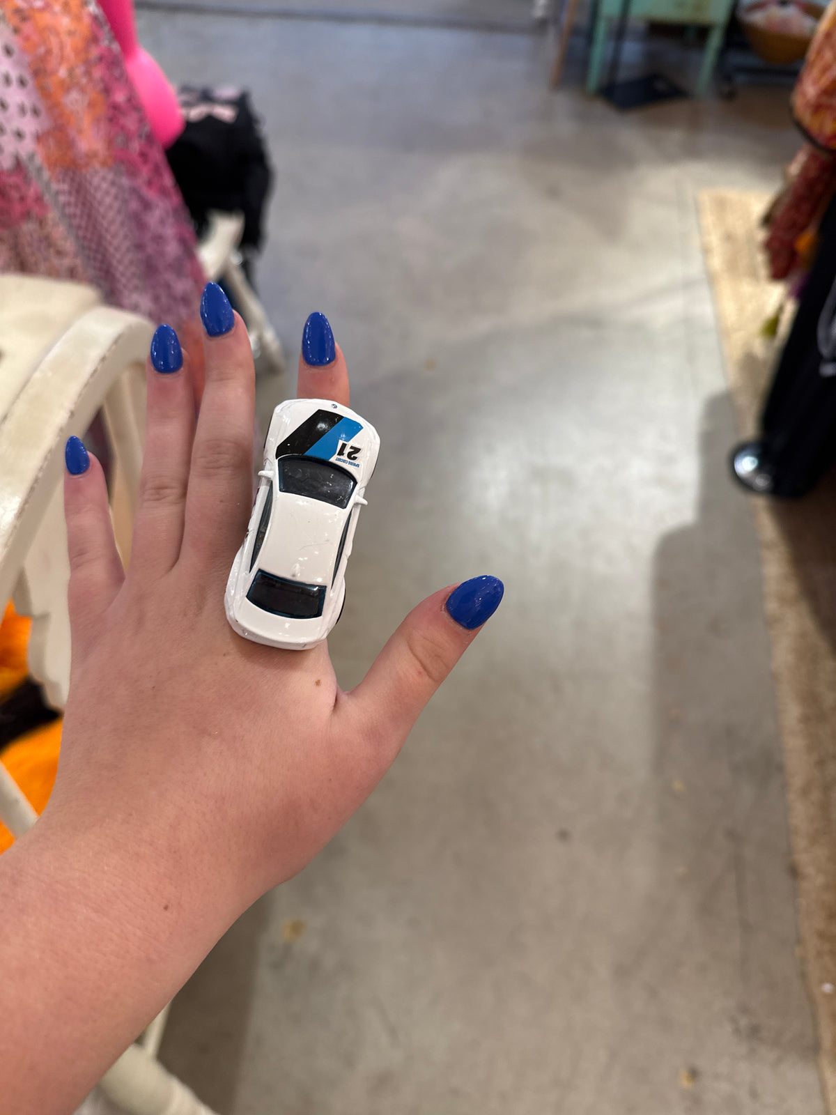 White Race Car Ring