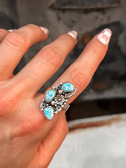 The Henley Triple Stone Flower Ring -