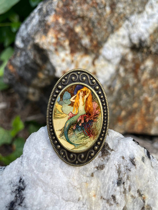 Goble Mermaid Antiqued Bronze Adjustable Ring