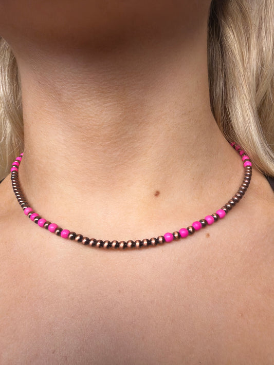 Copper and Hot Pink Navajo Pearls