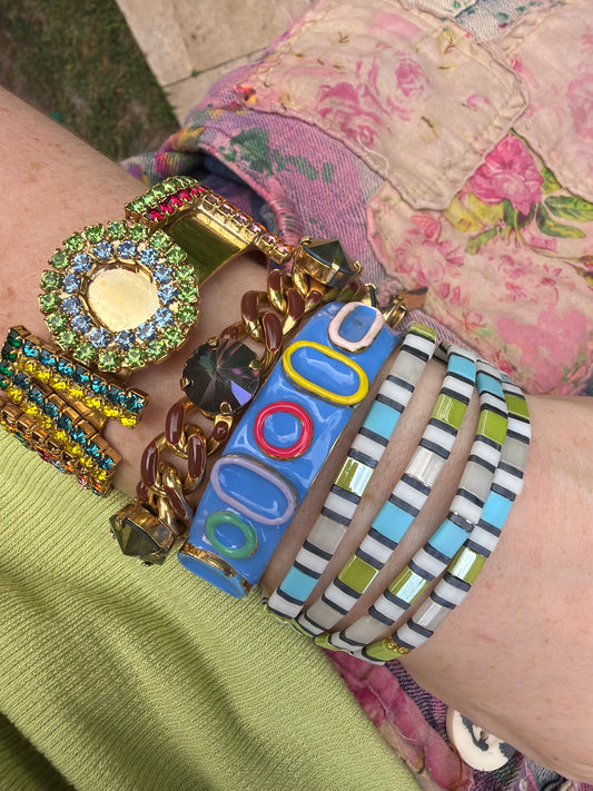 Blue and Green Stretch Bracelet