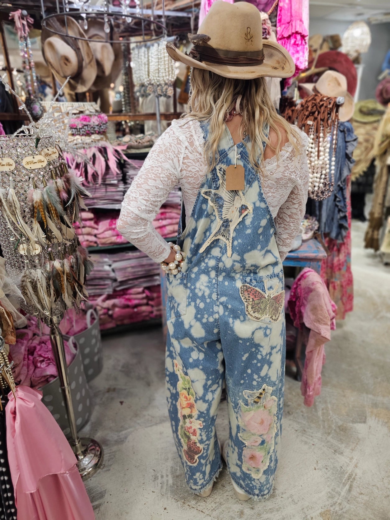 Vintage Butterfly Denim Overalls