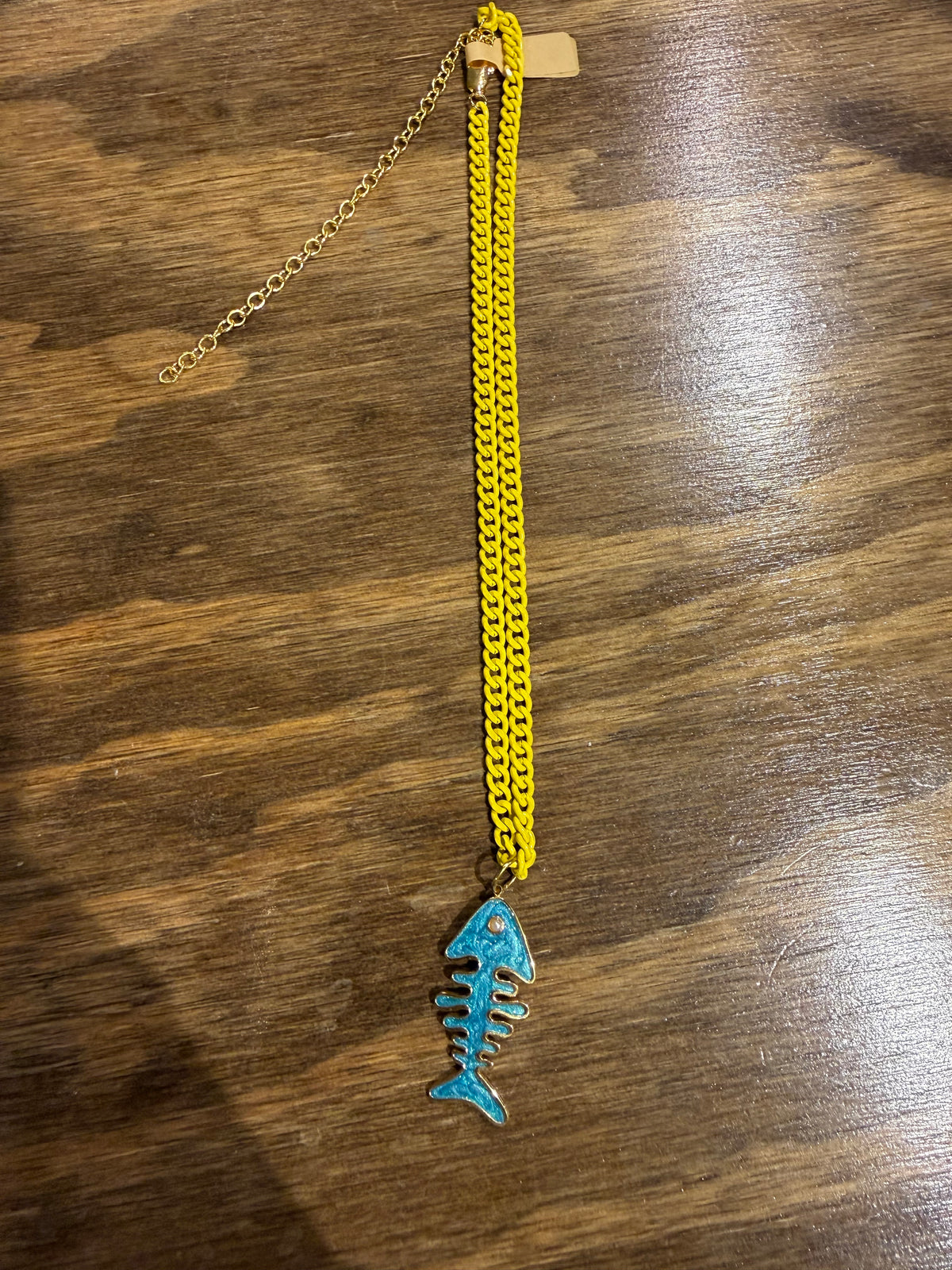 Blue Fish & Yellow Chain Necklace
