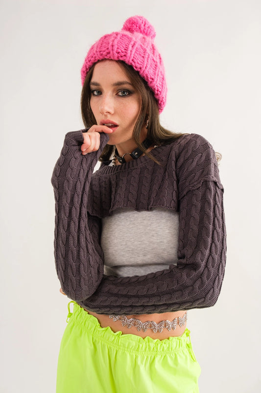 Charcoal Knit Sweater Shrug