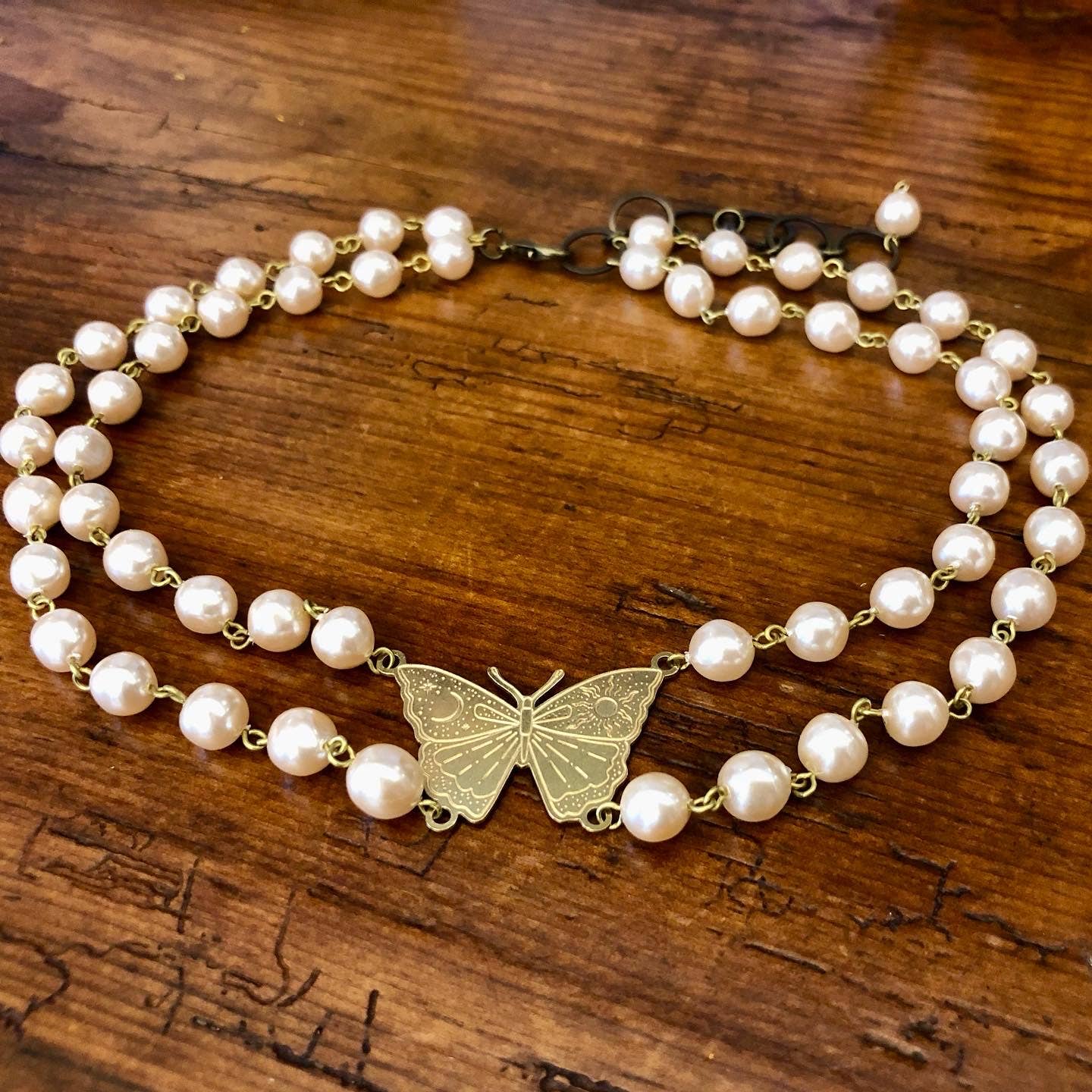 Peach Pearl Doube Choker