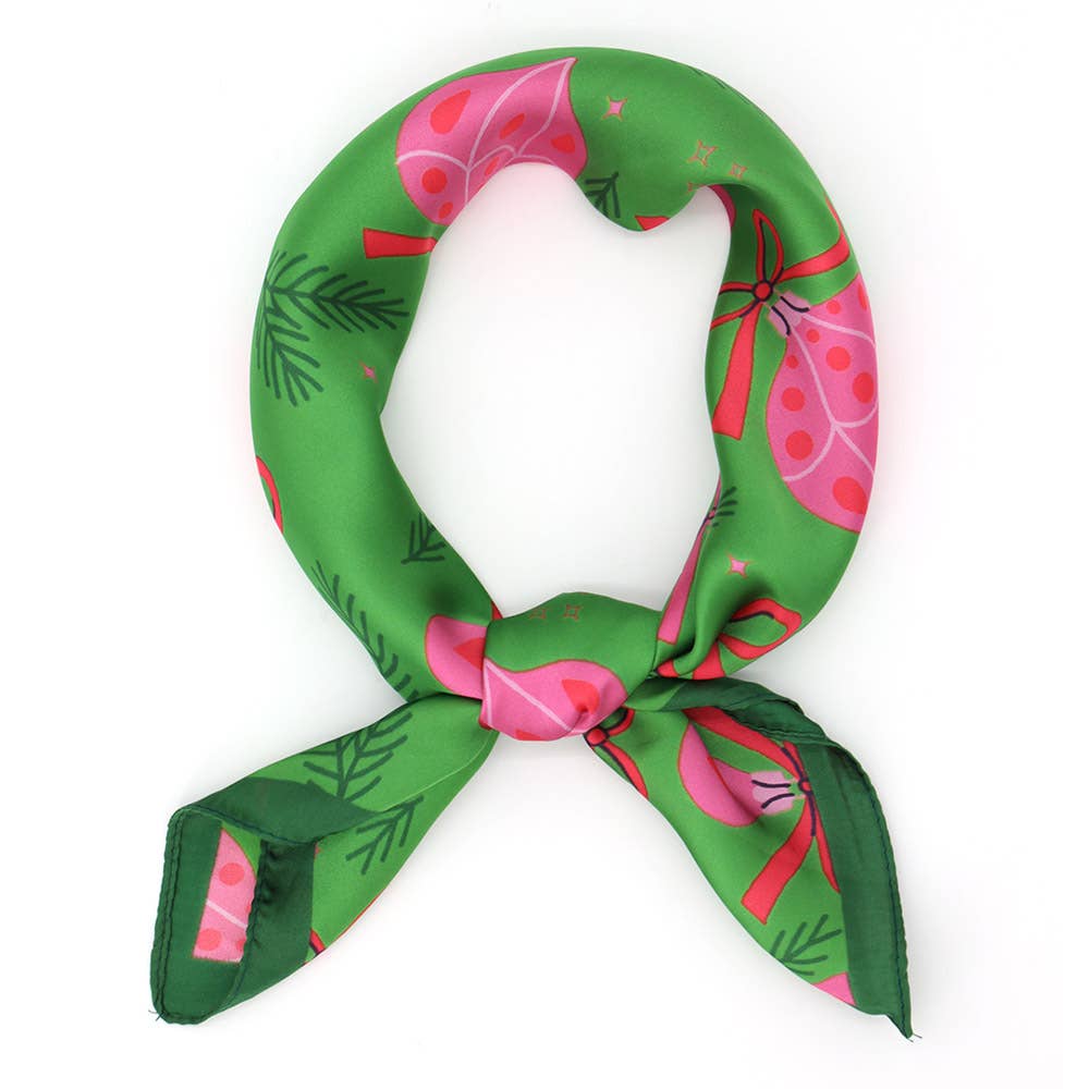Pink Christmas Ornament Festa Pring Square Bandana Scarf