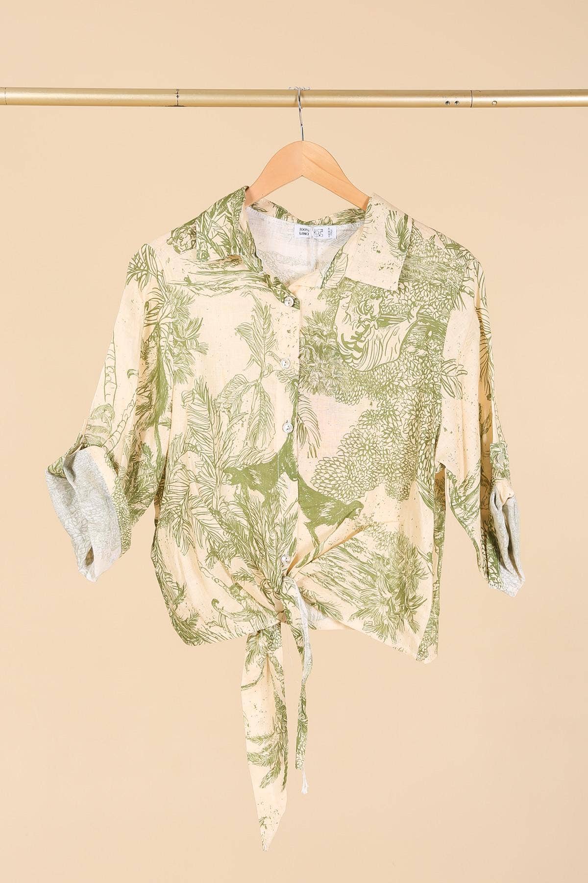 Jungle Toille Linen Blouse