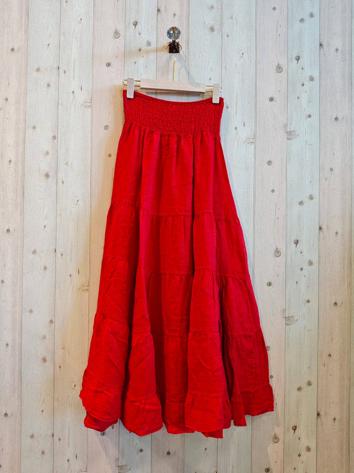 100% LINEN TIERED MAXI SKIRT